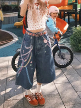 LIZAKOSHT  -  Y2k Kawaii Sweet High Waist Wide Leg Pants Women American Retro Trendy Design Streetwear Graffiti Print Oversized Jeans
